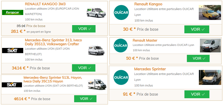 Comparatif prix location utilitaire entre particuliers et agence un lundi
